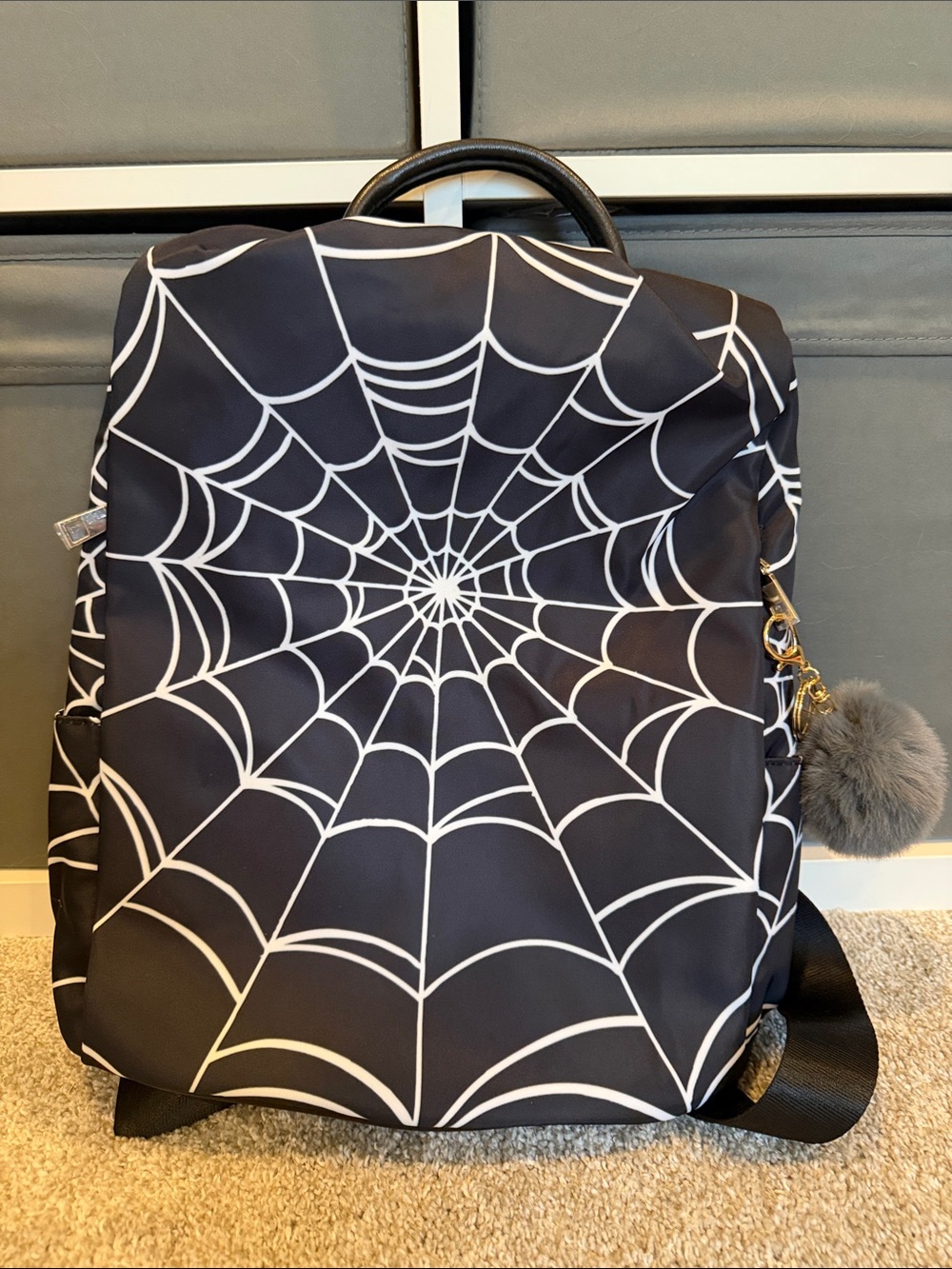 Black Spiderweb Print Backpack